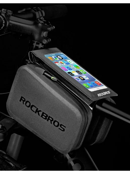 Rockbros Велосумка на раму с держателем телефона, черный, фото 4