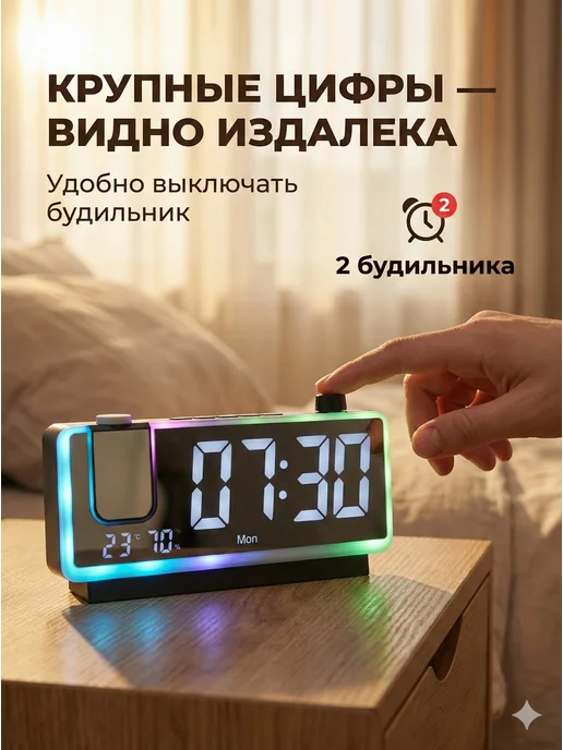 IT'S YOUR TIME Часы настольные от сети электронные с будильником, черный, фото 5
