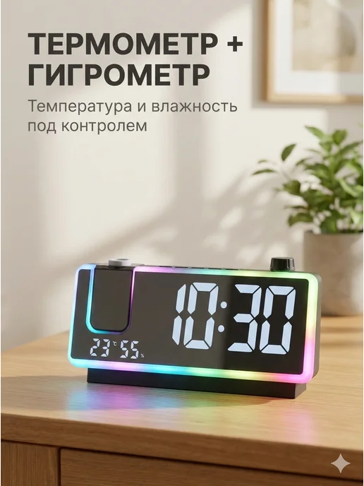 IT'S YOUR TIME Часы настольные от сети электронные с будильником, черный, фото 7