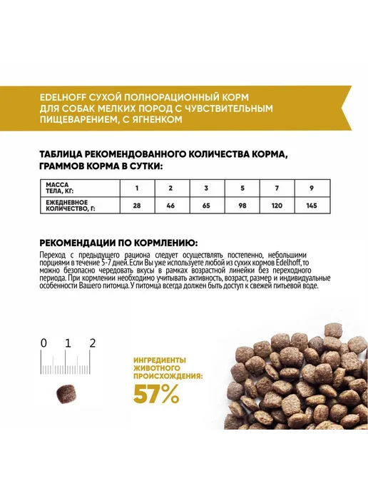 Сухой корм Edelhoff для собак, мелкие, ягненок, 8 кг, фото 4