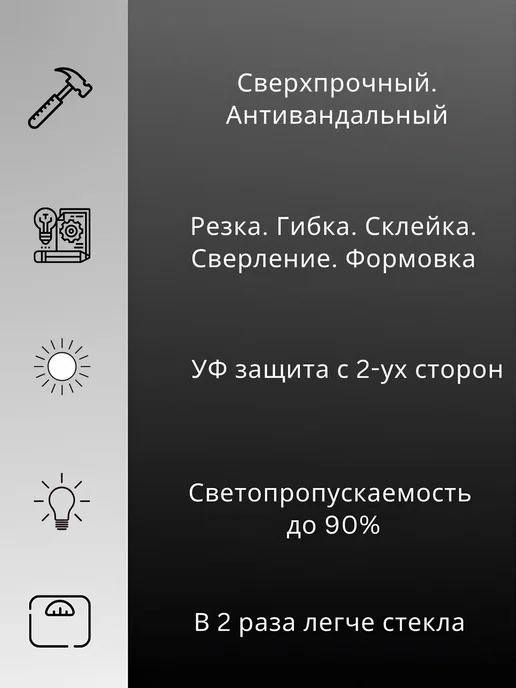 ИМпласт Монолитный поликарбонат 2мм 0,75х0,75м. Прозрачный, 0.75x0.75 м, 0,75 м, прозрачный, фото 8