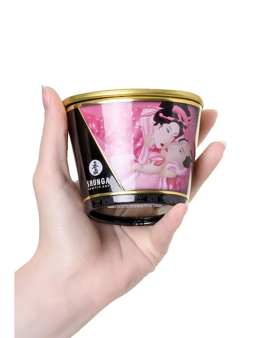 Shunga Массажное аромамасло-свеча Лепестки Розы, бежевый, фото 6