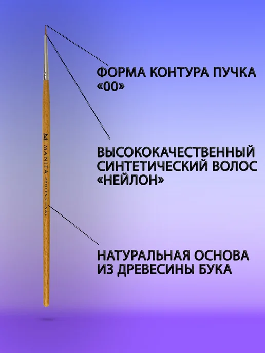 MANITA PROFESSIONAL Кисть для ногтей и маникюра 5мм, черный, фото 2