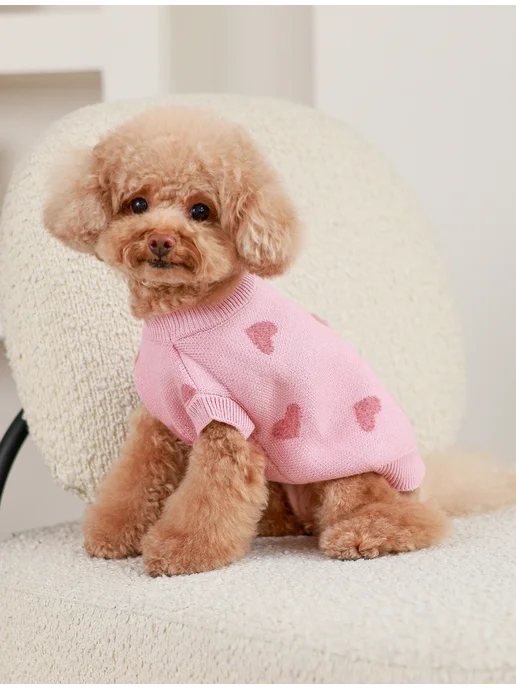 Pawsy Одежда для собак кошек мелких пород, свитер для собак, розовый, фото 2