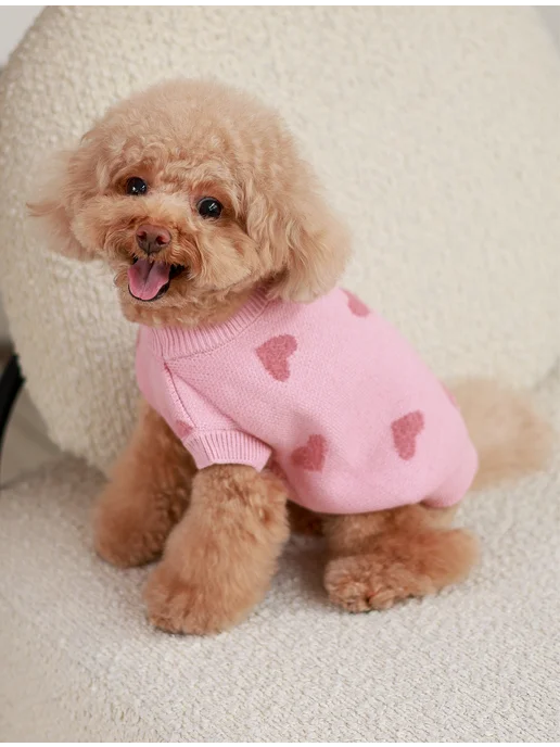 Pawsy Одежда для собак кошек мелких пород, свитер для собак, розовый, фото 4