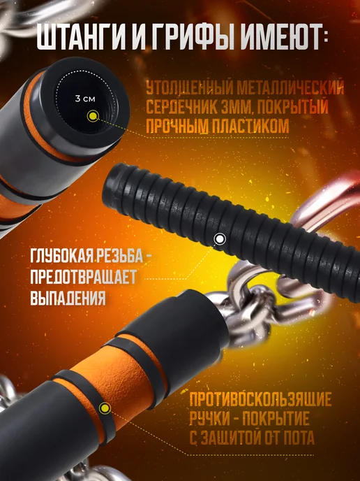 FitnessLive Штанга спортивная разборная гантели разборные 40 кг, 40 кг, фото 6