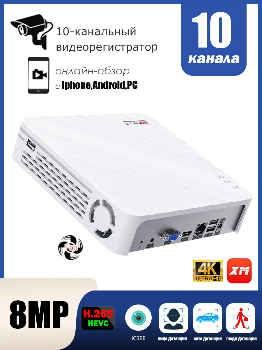 Видеорегистратор NVR 10 IP камер HDD до 14TB (НЕ входит)