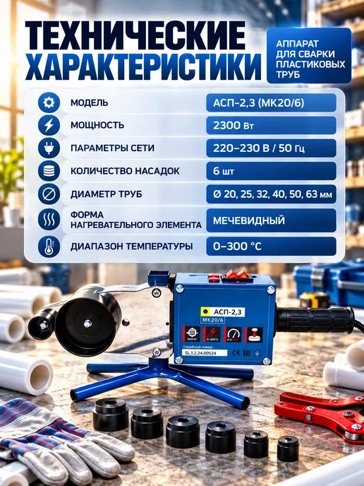Аквапром Паяльник для пластиковых труб аппарат для сварки 2300 Вт, 2300 Вт, фото 6