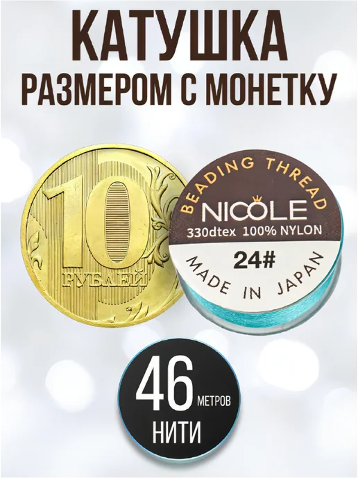 Нитки для бисероплетения нейлоновые, голубой, фото 3