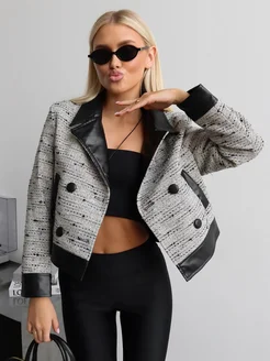 Косуха бомбер оверсайз демисезонная драповая