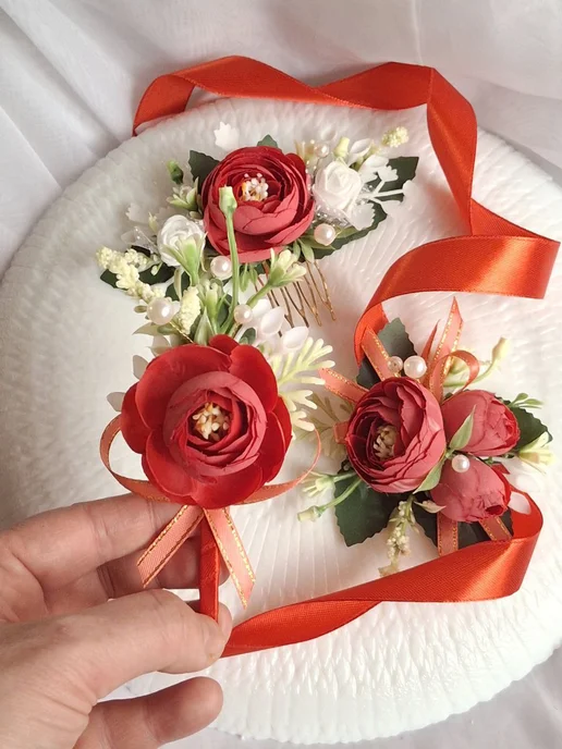 ReniWedding Комплект свадебных украшений, красный, фото 2