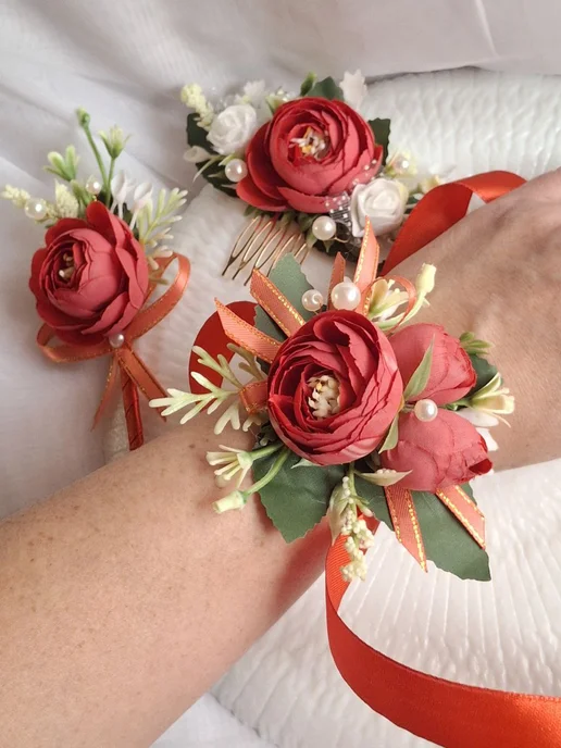 ReniWedding Комплект свадебных украшений, красный, фото 4