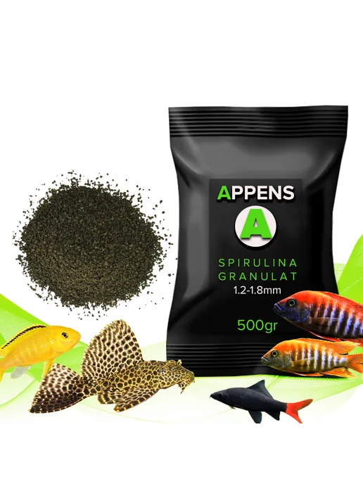 APPENS Spirulina Granulat 1.2-1.8, 500гр- корм со спирулиной, 500гр, фото 2