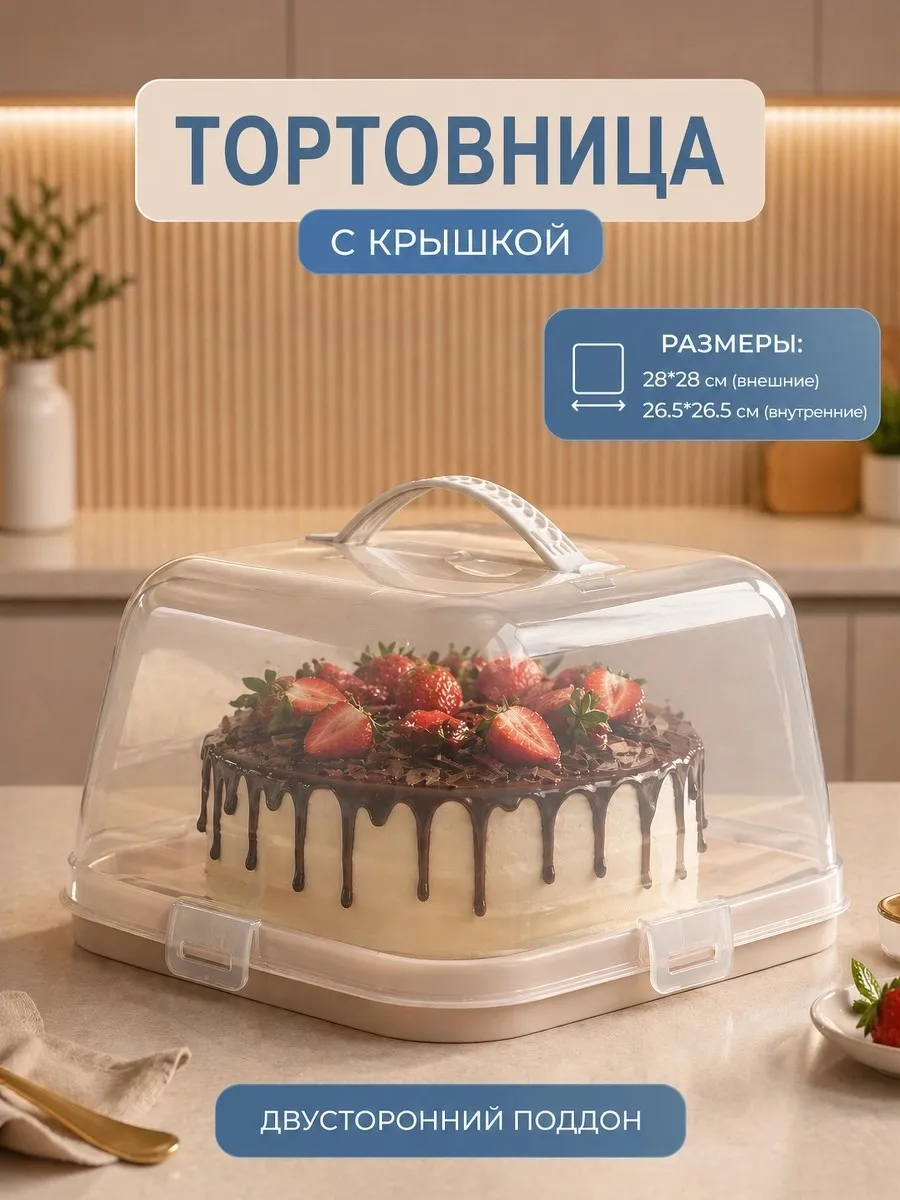 Тортовница с крышкой и защелками