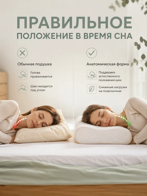 OrtYGood Подушка анатомическая для сна 60х40х10 13 с эффектом памяти, 40x10, фото 3