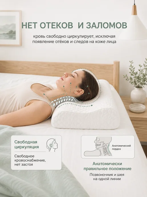 OrtYGood Подушка анатомическая для сна 60х40х10 13 с эффектом памяти, 40x10, фото 7