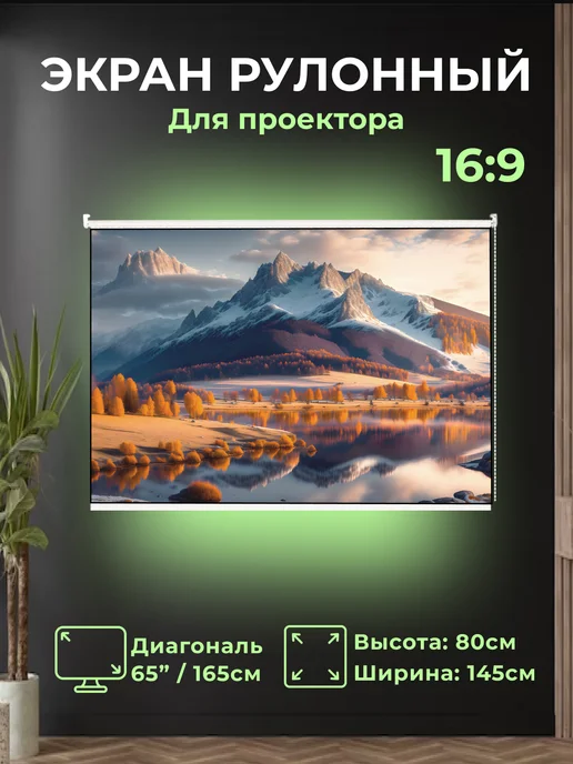 Gozhy Экран для проектора рулонный 80 х 145см, вариант