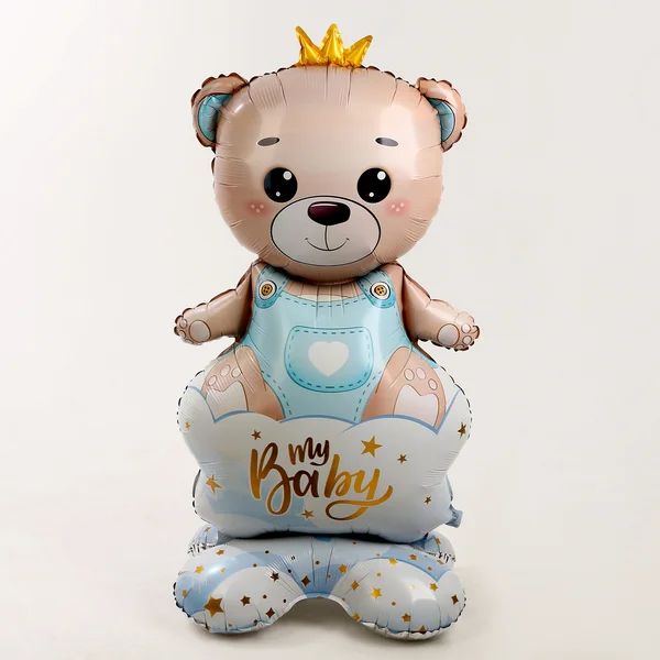 Шарики воздушные фольга "Мишка в короне — мальчик"