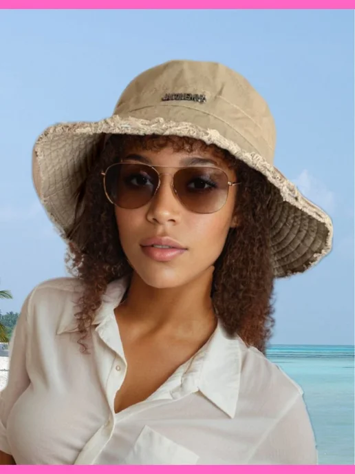 RANGE STAR Панама летняя Jacquemus с завязками трендовая y2k, серый, фото 3