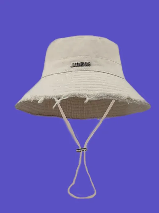 RANGE STAR Панама летняя Jacquemus с завязками трендовая y2k, серый, фото 6