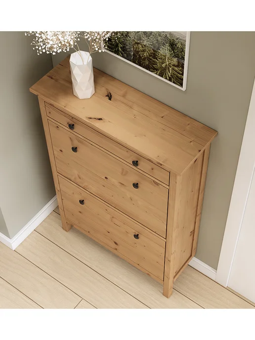 IKEA Тумба для обуви Икеа HEMNES Кымор 127см, белый, коричневый, фото 3