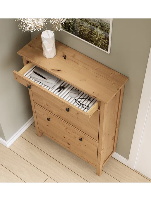 IKEA Тумба для обуви Икеа HEMNES Кымор 127см, белый, коричневый, фото 4