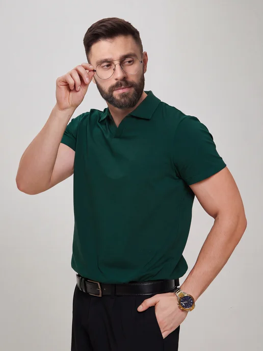 Galala Футболка поло с коротким рукавом хлопок пике, зеленый, фото 2
