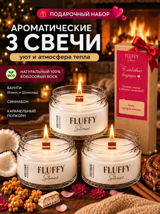 Fluffy Stories Свечи ароматические подарочный набор романтического вечера, вариант