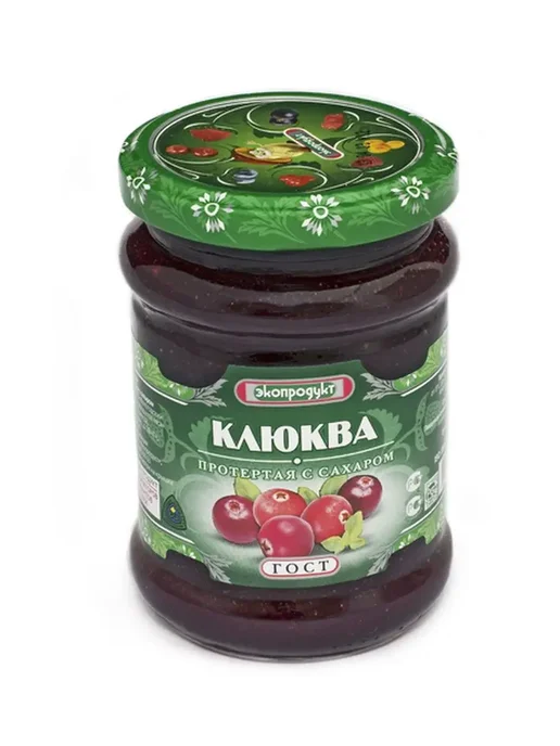 ЭкоПродукт Клюква протертая с сахаром, 320 г, 3 шт, 320 г, 3 шт, фото 2