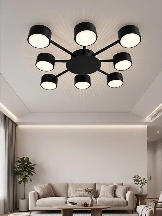 LEDCITY Люстра потолочная со спотами лофт на кухню для зала, черный