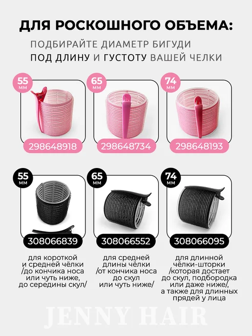JENNY HAIR Бигуди липучки для челки шторки, черный, фото 2