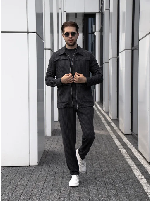 TM LIMITED Спортивный костюм на молнии тройка, серый, фото 3