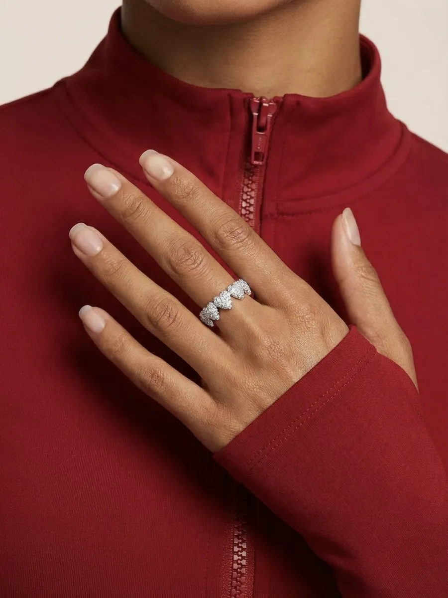 Кольцо с фианитами, сердце QUEEN OF HEARTS PAVE серебро 925