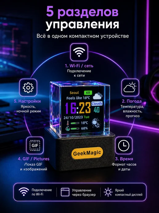 Часы-голографическая метеостанция, черный, фото 2