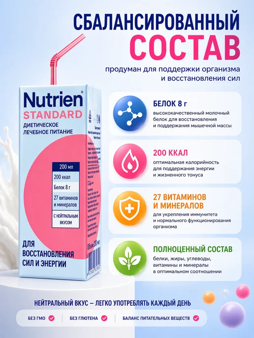 Nutrien Нутриэн стандарт готовая смесь нейтральный 200 мл 4 шт, 200 мл, 4 шт, фото 3