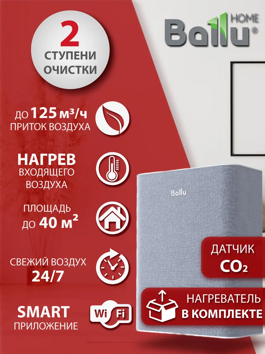 Очиститель воздуха приточный Балу Oneair ASP-100, СО2