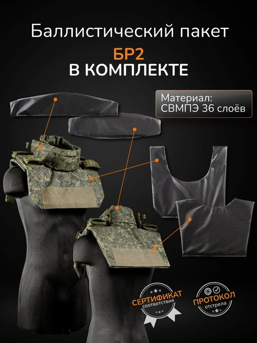 Ганза Защита шеи на бронежилет с баллистикой СВМПЭ Бр2 Атаман, черный, фото 2