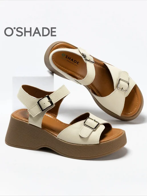 O`SHADE Босоножки женские летние кожаные, белый