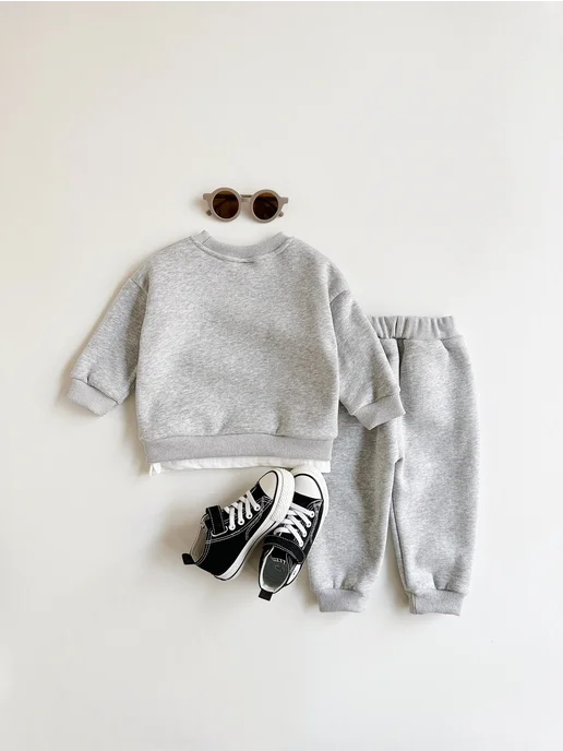 FMPDC baby Спортивный костюм для новорожденных комплект twinset, серый, фото 2