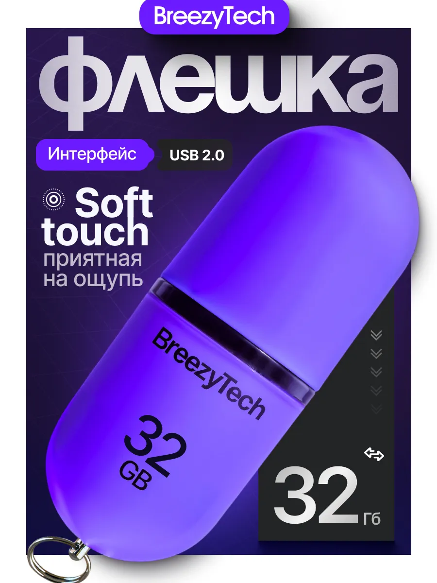Флешка 32 гб для компьютера и музыки USB 2.0 с колпачком