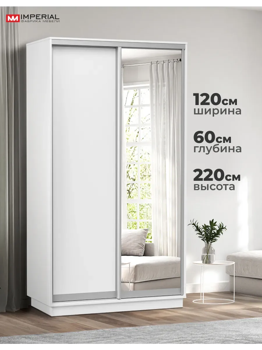 Шкаф купе 120х60х220 для одежды с зеркалом