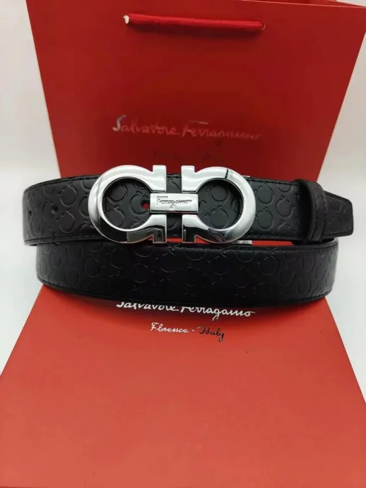 Ferragamo Ремень кожаный, черный, фото 3