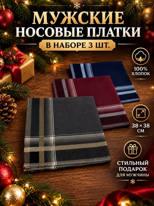 Дримфэмили Носовые платки мужские 3 шт, 3 шт, фото 3