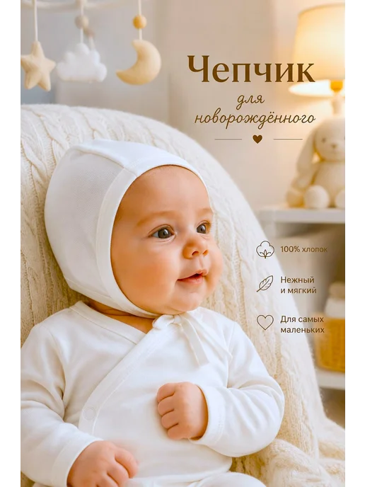 Max & Den kids Чепчик для новорожденных, белый