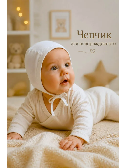 Max & Den kids Чепчик для новорожденных, белый, фото 2