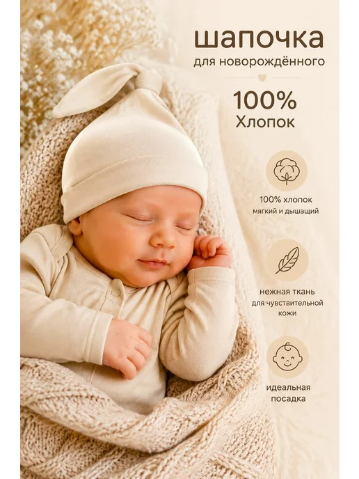 Max & Den kids Шапочка для новорожденного, коричневый