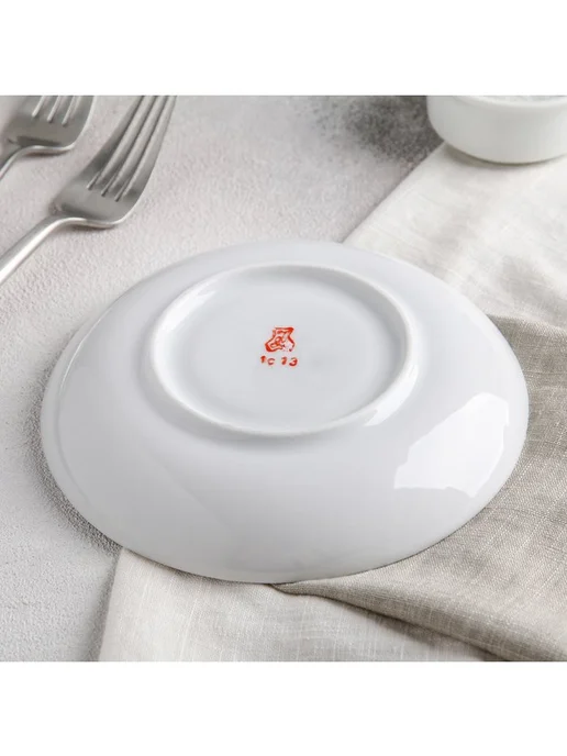 Добрушский фарфоровый завод Блюдце фарфоровое «Маки красные», d=15 см, цвет белый, белый, фото 3