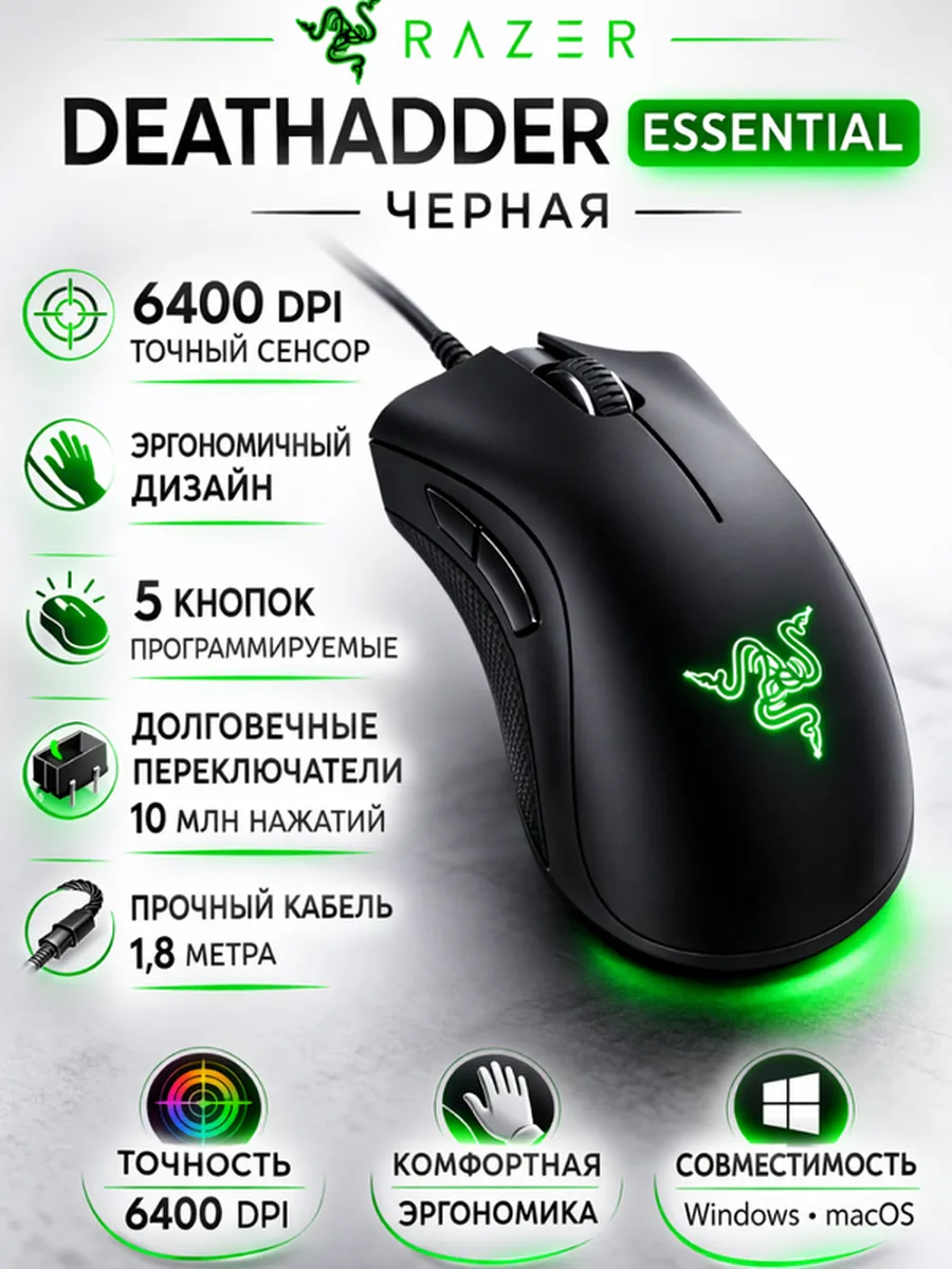 Razer Профессиональная мышь DeathAdder Essential