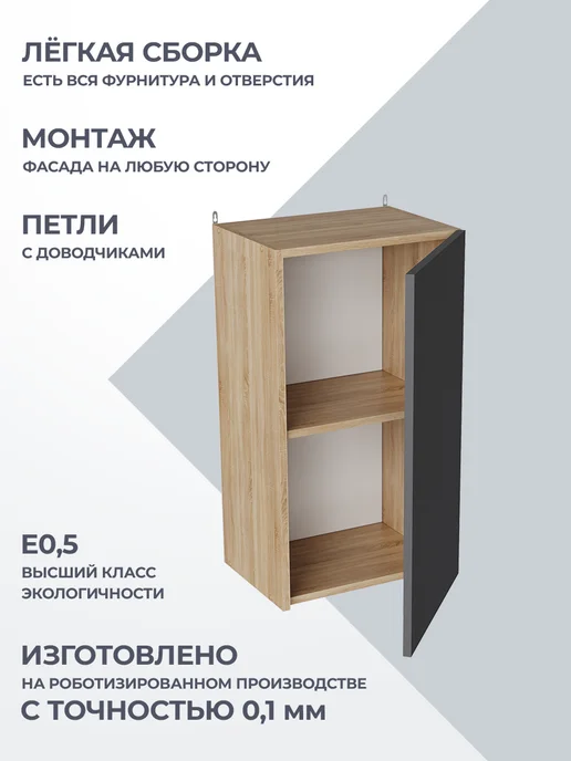 КРАФТМЕБЕЛЬ Навесной модуль 40см Графит В400 кухонный гарнитур, серый, фото 2