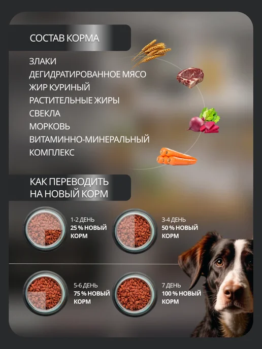 Сухой корм Ушастый Пилот для собак, говядина, 12 кг, фото 2
